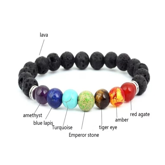 💖 5 items for $25 Sale! 💖 Natural Lava Stone 7 Chakras Bracelet - Picture 4 of 4